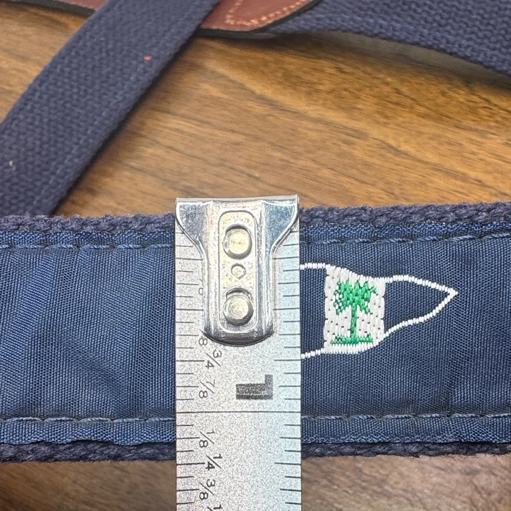 Leather Man Classic Mens Navy Woven Belt w/ Nautical Green & White Flags, sz 40